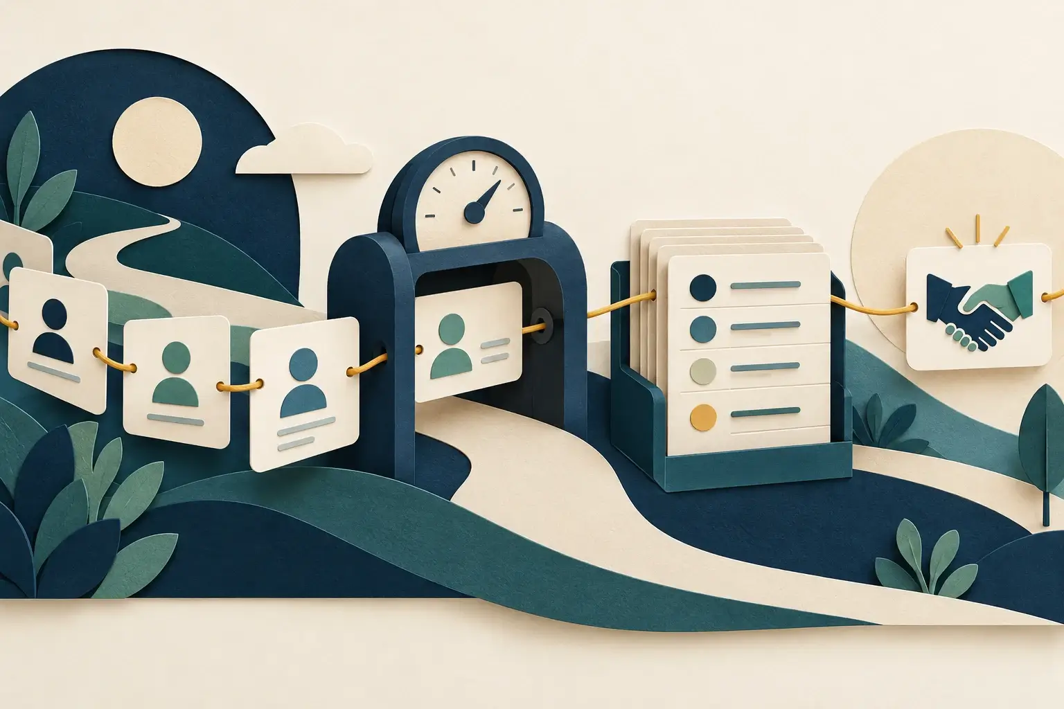Illustration af sammenhængende registrering fra kundehenvendelse gennem måling og datakort til en aftale.